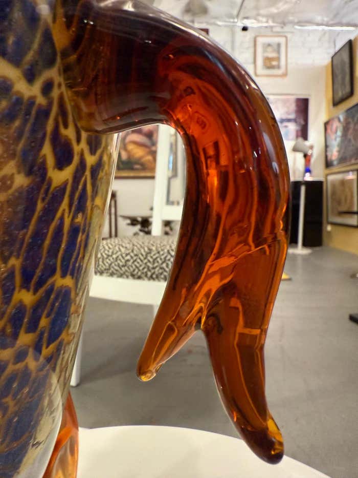 Abstract Face Sculpture in Murano-Style Art Glass