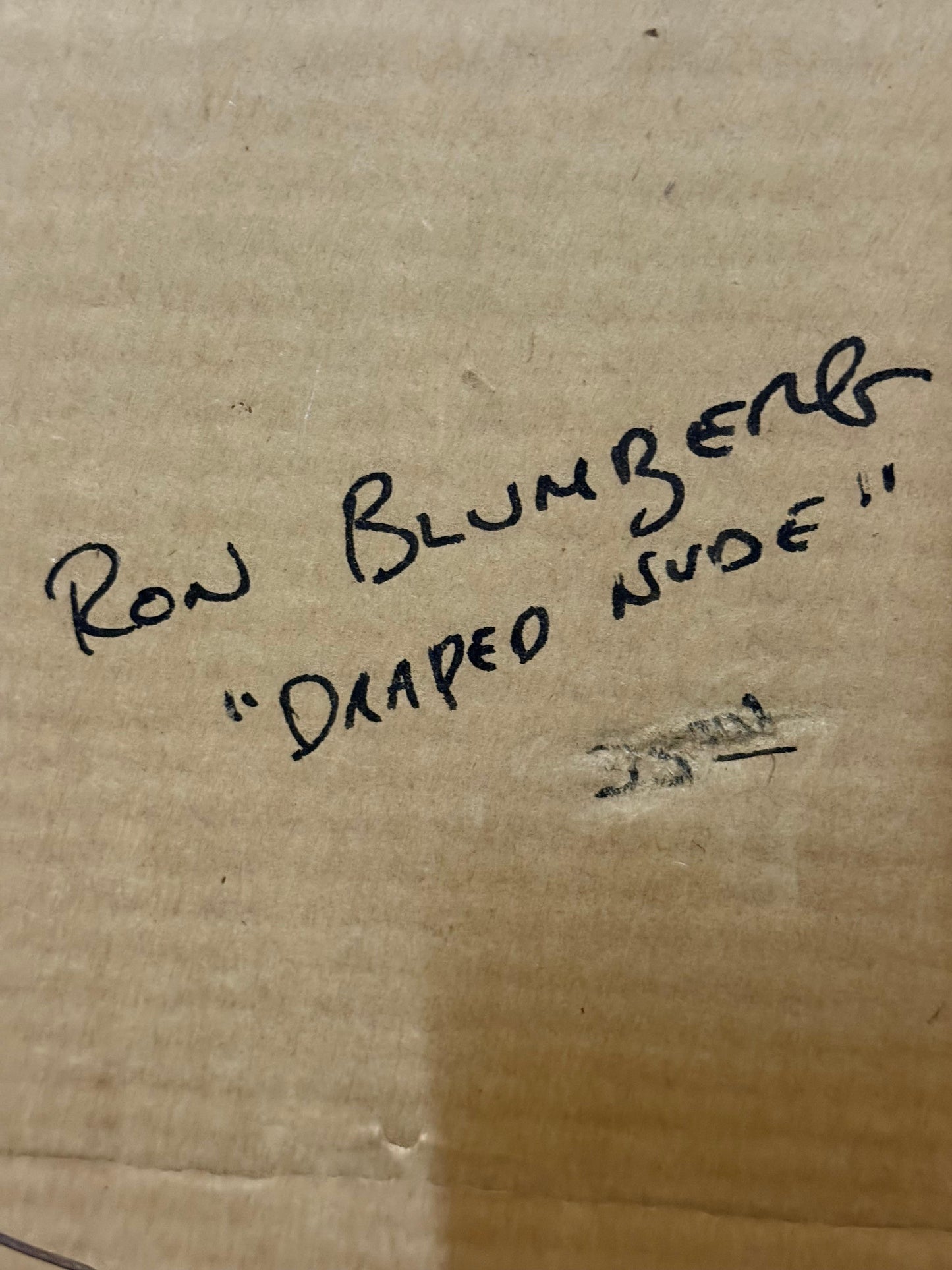 "Draped Nude" Women with Basket Expressionist Watercolor by Ron Blumberg