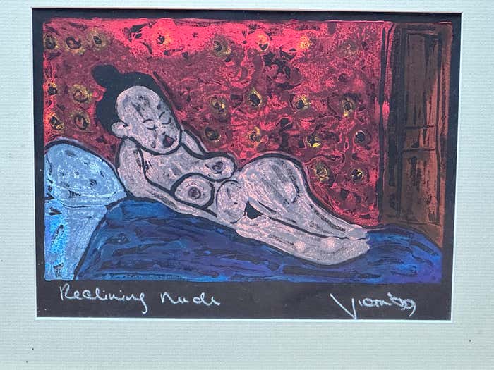 "Reclining Nude" Fauvist Oil