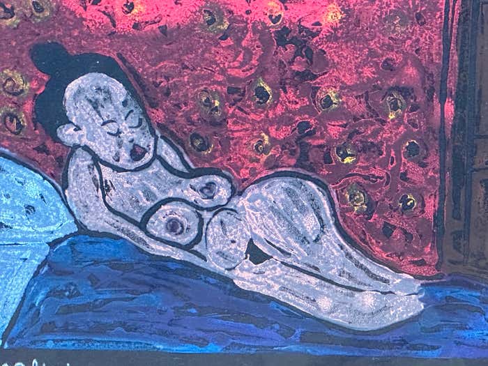 "Reclining Nude" Fauvist Oil