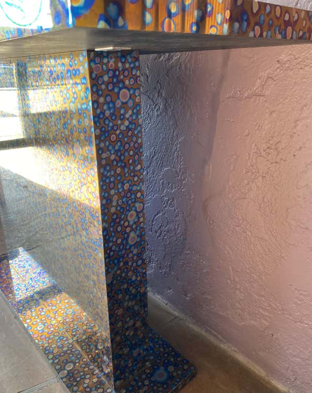 Colorful Contemporary Patinated Titanium Console by Xavier Menessier