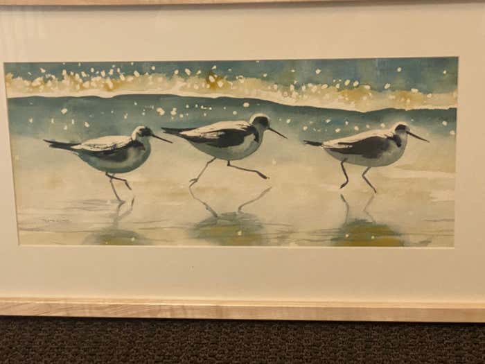 Sandpippers by the Shore, Watercolor by Ruth Norland Cline