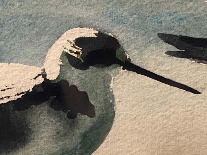Sandpippers by the Shore, Watercolor by Ruth Norland Cline