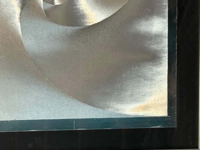 Monochromatic Spiral Reflecting Aluminium Square Artwork