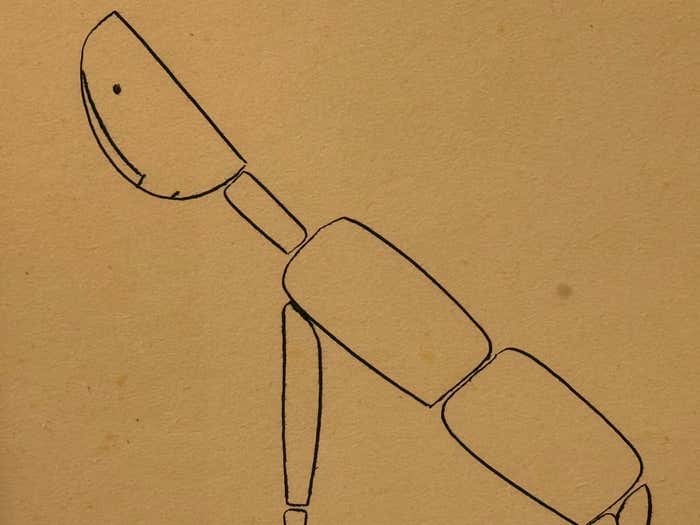 "Bending Woodman Toy" Ink on Paper, Drawing by Jerry O'Day