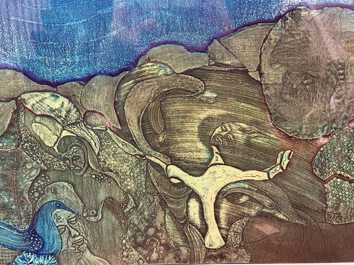 Surrealist Green Acrylic Abstract by Beckford Young