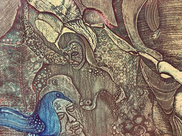 Surrealist Green Acrylic Abstract by Beckford Young