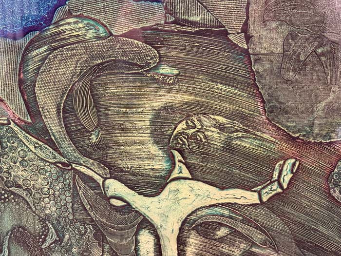 Surrealist Green Acrylic Abstract by Beckford Young