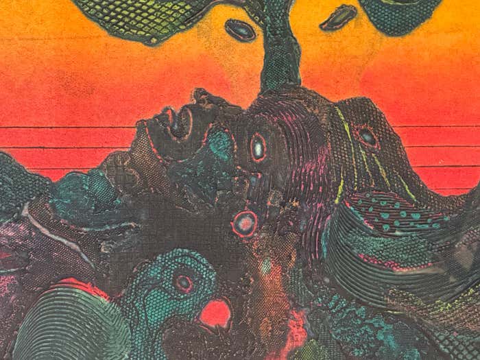 "Earth Spirits", Modern Green and Orange Acrylic Abstract by Mayo Beckford Young