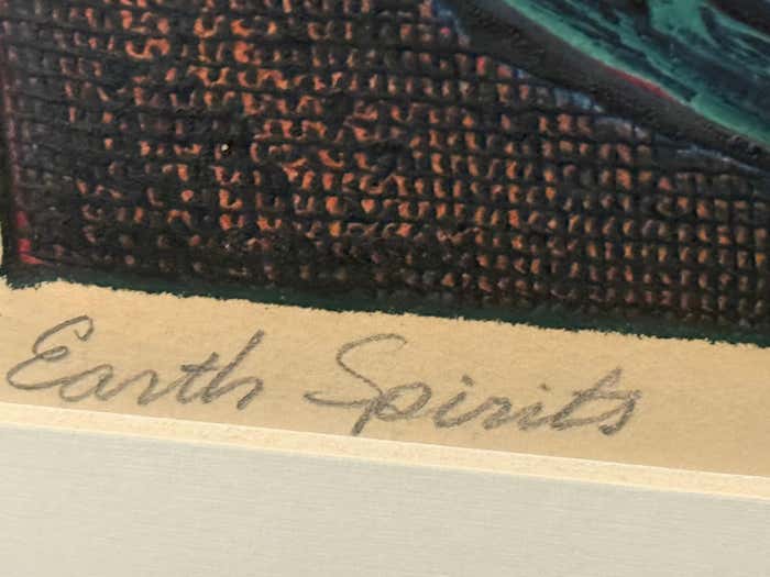 "Earth Spirits", Modern Green and Orange Acrylic Abstract by Mayo Beckford Young