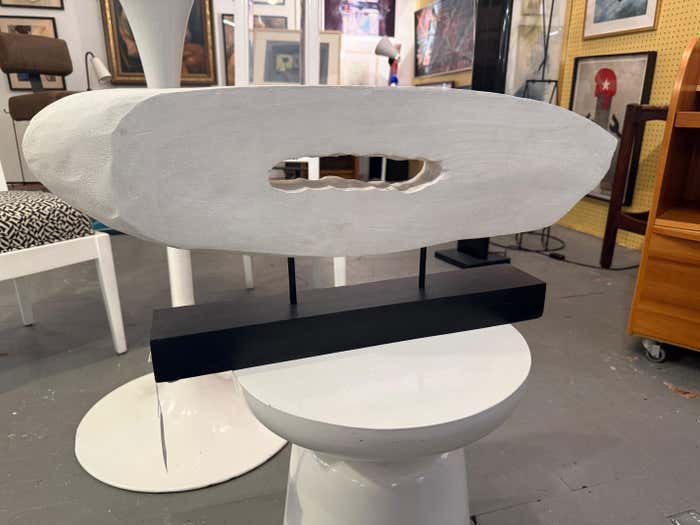 Abstract White Painted Wood Sculpture by Charles Fultz