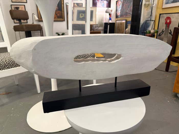 Abstract White Painted Wood Sculpture by Charles Fultz