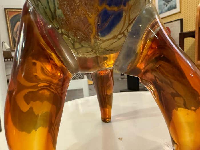 Abstract Face Sculpture in Murano-Style Art Glass