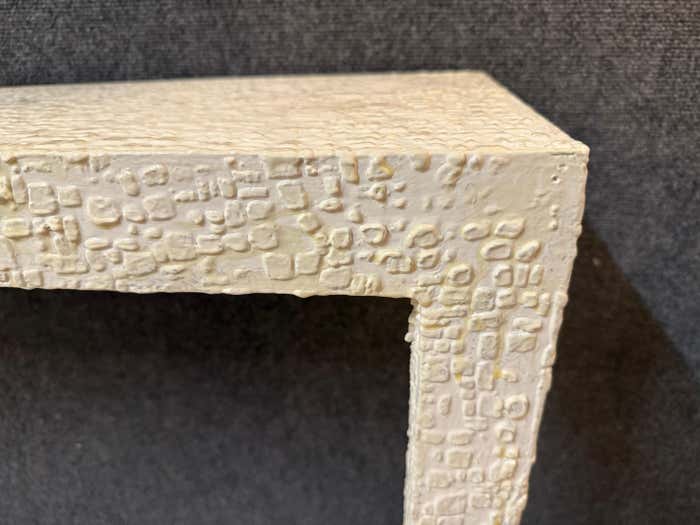 Modern Narrow Textured Plaster Console Table in the Style of Karl Springer
