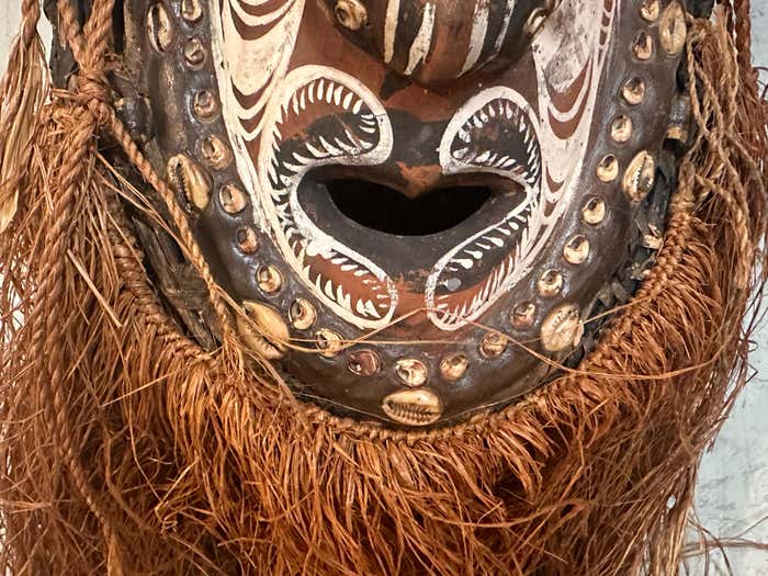 Oceanian Bamboo Mask with Long Hair from New Guinea
