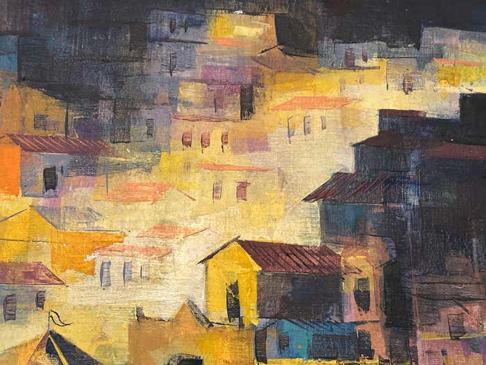 Post-Impressionist Colorful Night Fair Landscape Gouache by Epifanio Ortega