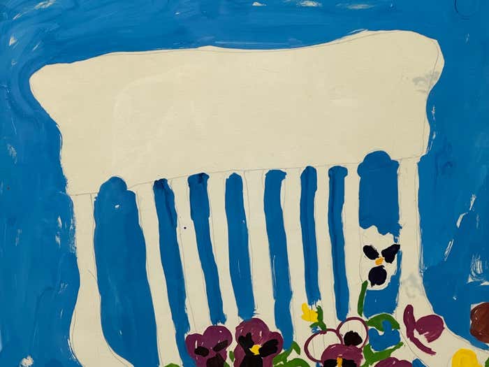 "White Chair" Still-Life Gouache and Pencil Sketch by John Botz