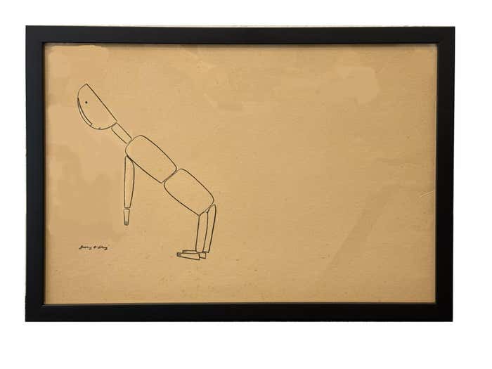 "Bending Woodman Toy" Ink on Paper, Drawing by Jerry O'Day