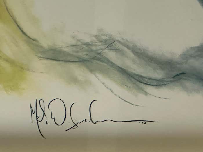 "Blue Wind" Lithograph of a Young Girl