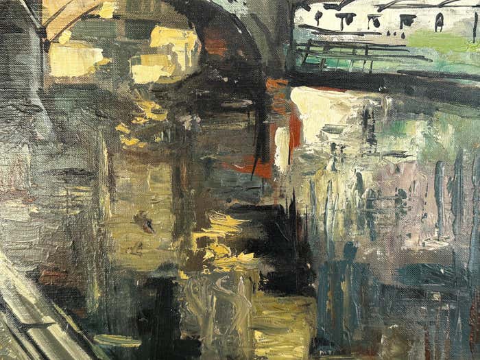 "Embankment of the Seine River" Parisian Cityscape Oil Painting by Pierre Giraud