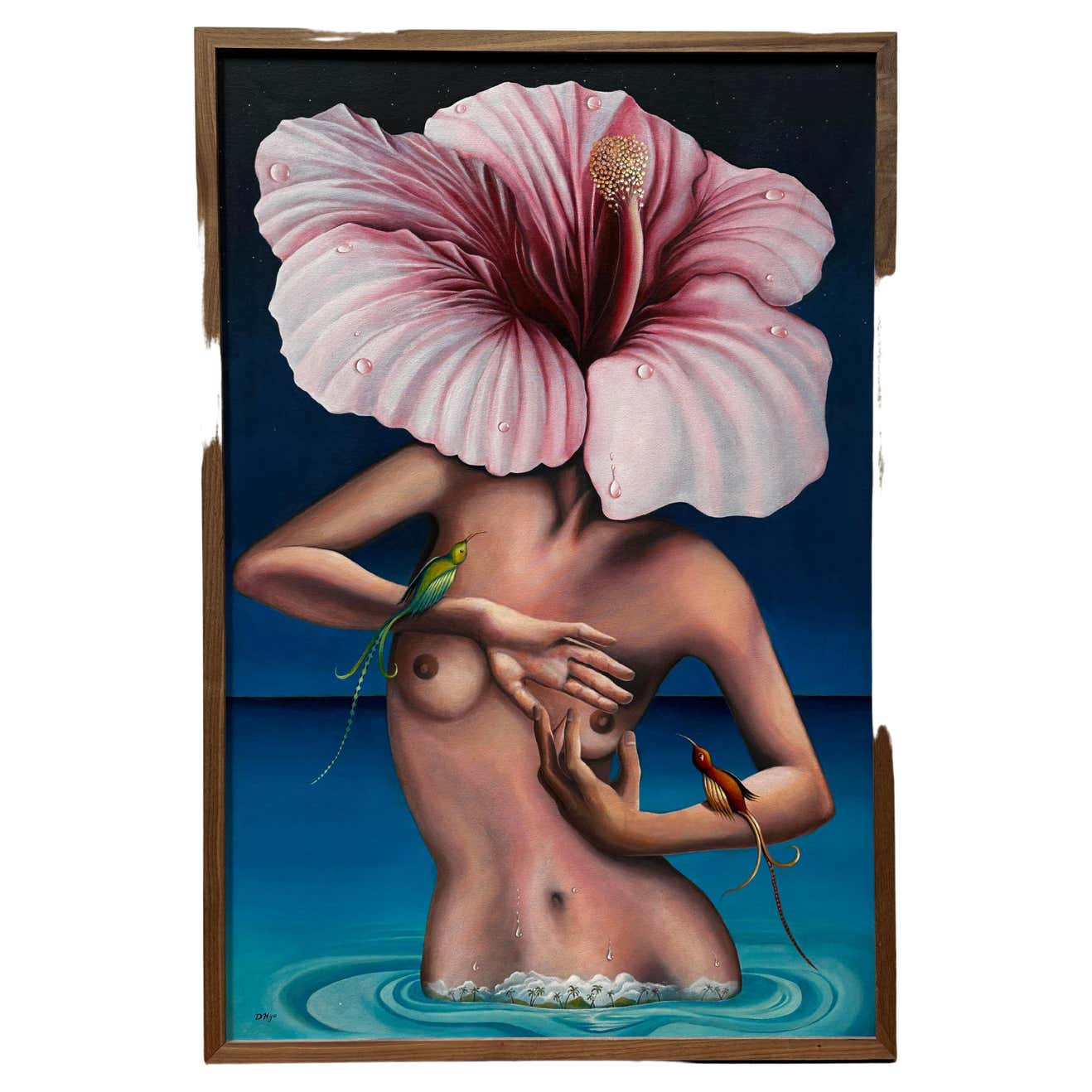 "The Myth of Hula" Hawaiian Oil Painting on Canvas signed Dane Hidalgo