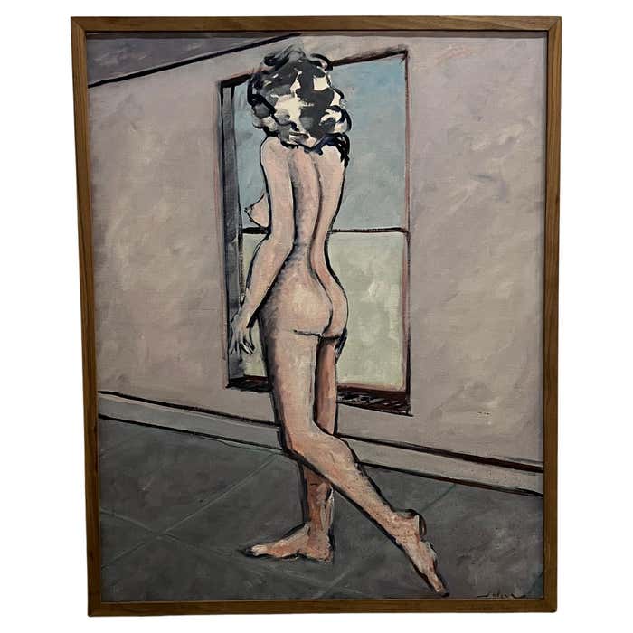 Walking Nude At the Window Oil Painting on Canvas by John Kaucher