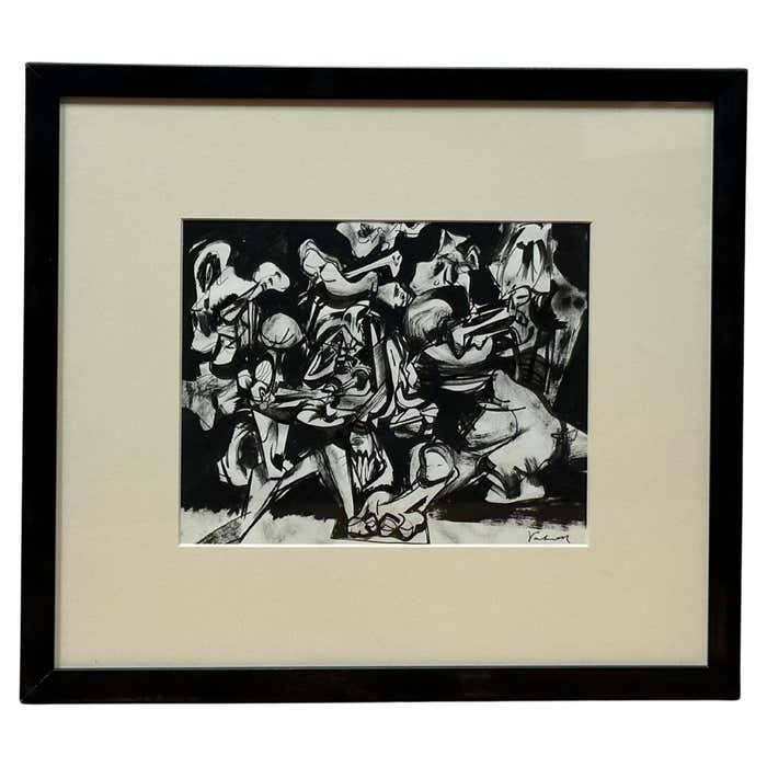 A Confrontation in Black and White, Abstract Oil Painting by Vahan Yervandyan