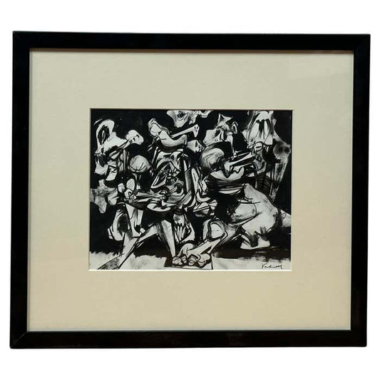 A Confrontation in Black and White, Abstract Oil Painting by Vahan Yervandyan