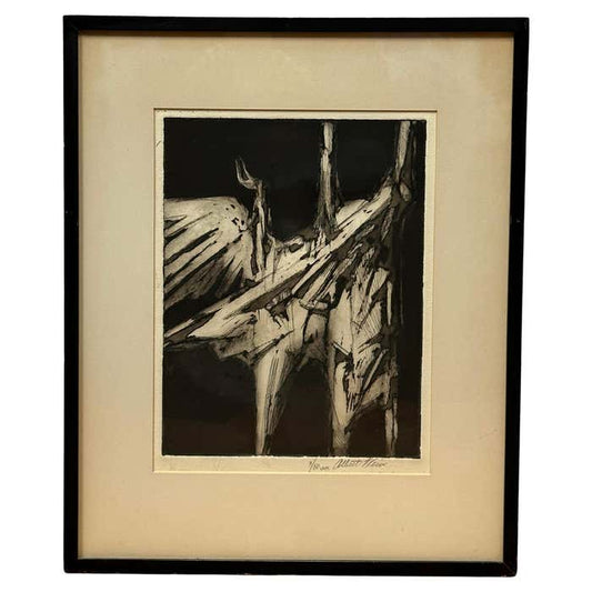 Abstract Black and White Lithograph by Albert Wein