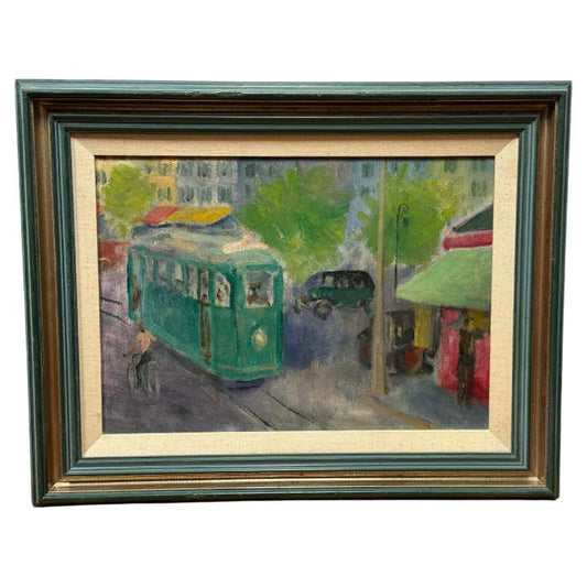 Tram in the Streets of San Francisco Oil Painting on Canvas