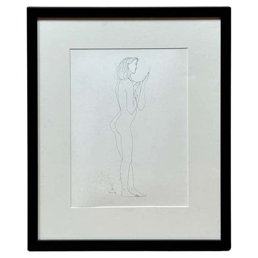 Nude Drawing of a Woman Blowing a Kiss by Albert Radoczy