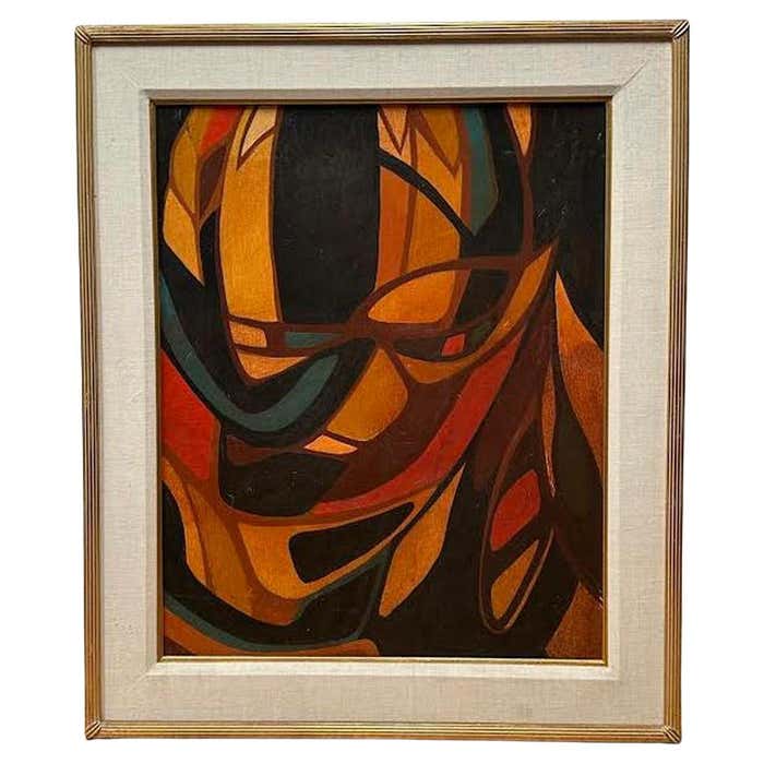 Orange, Brown, Black Abstract Acrylic Painting on Canvas by Brian Ackerman