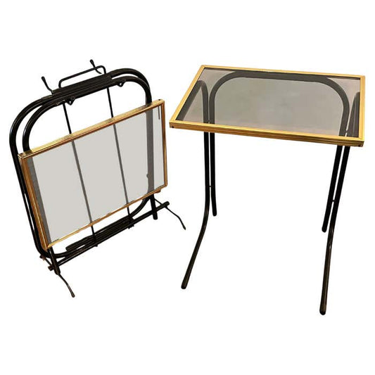 Pair of Occasional Folding Tables with their Black Iron Support