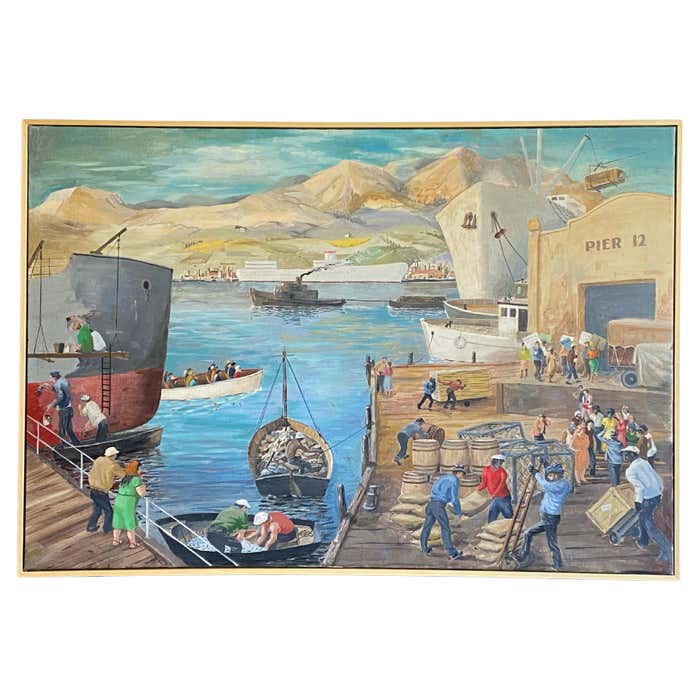 “Harbor Stories: The Pulse of Pier 12” Continuous Narrative Acrylic Painting