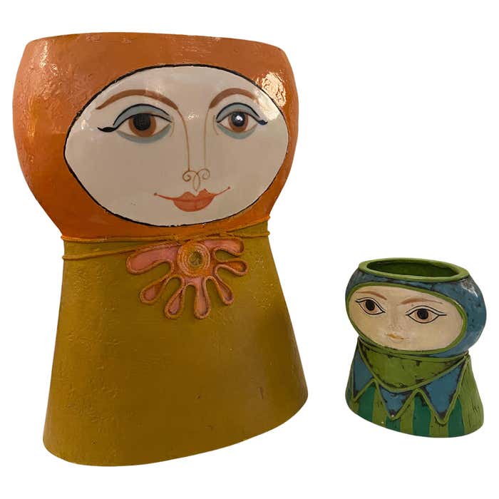 Pair of Capistrano Mexican Folk Art Sculptures Attributed to Gemma Taccogna