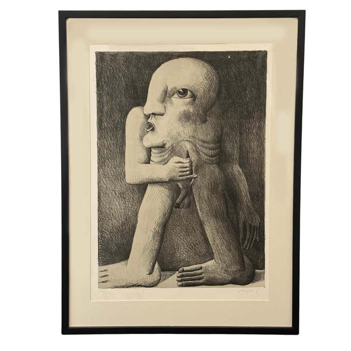 "Kopffüßler mit einer Wunde (Head-Footer with a Wound)" Lithograph by Horst Ante