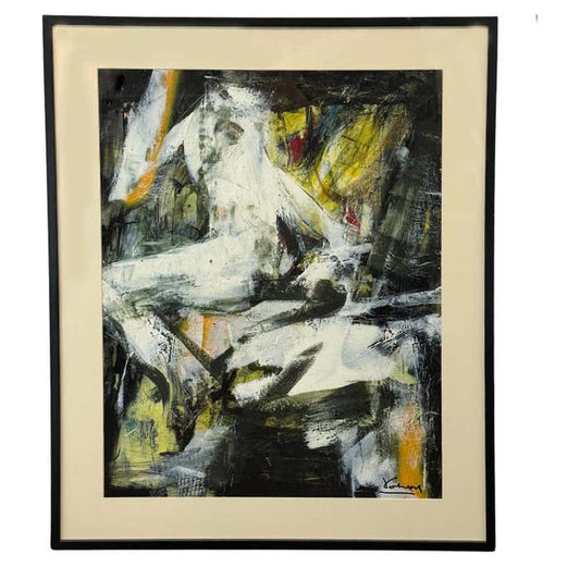 Yellow and Black Abstract Painting by Vahan