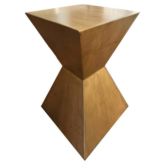 Geometric Gilded Metal Pedestal
