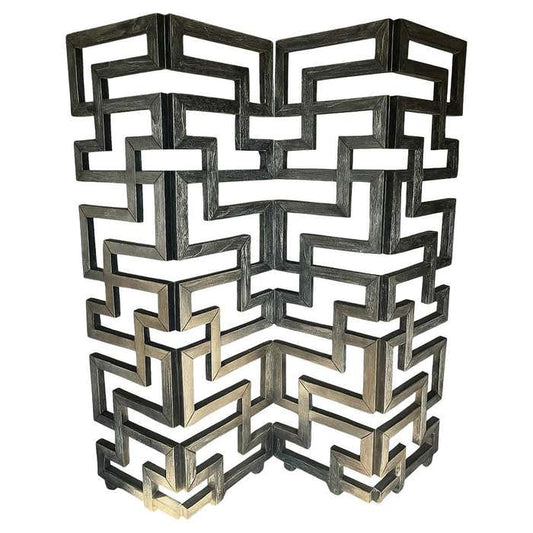 A black Cerused Oak Room Divider in the style of Eileen Gray