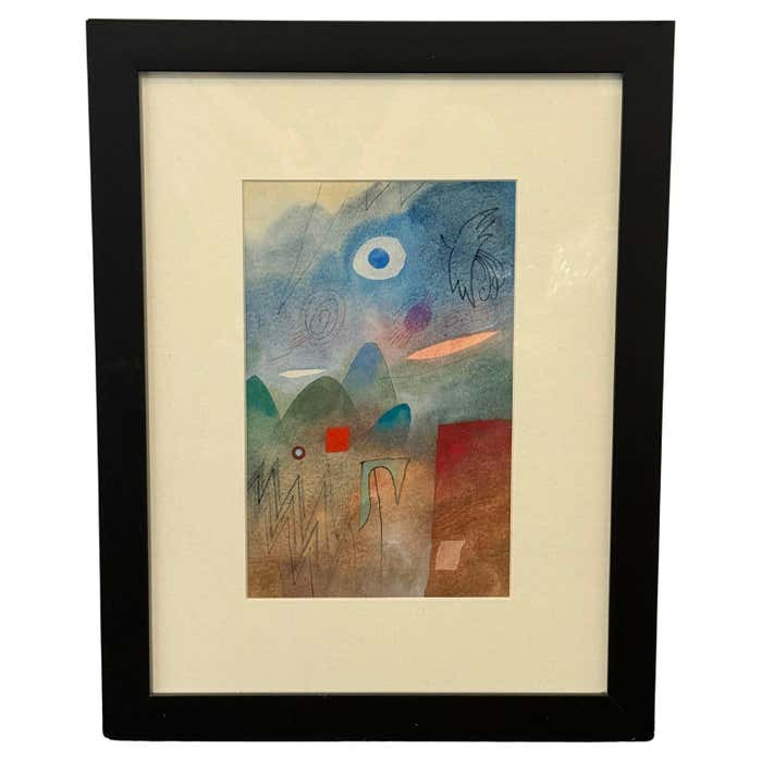 "Winter" Surrealist Watercolor in the style of Paul Klee