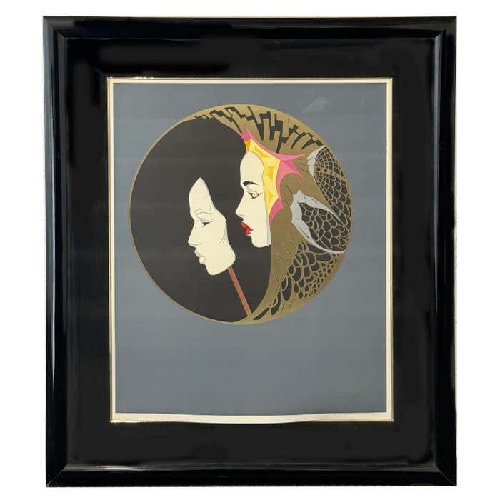 Masquerade #2, Large Modern Artist Proof Lithograph Portrait by Leal