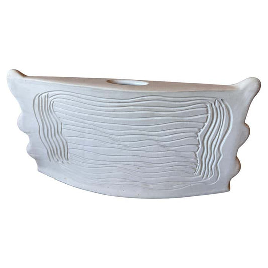 Wavy White Ceramic Vase by Dora De Larios