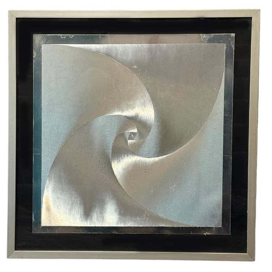 Monochromatic Spiral Reflecting Aluminium Square Artwork