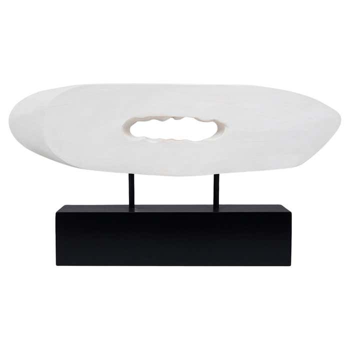 Abstract White Painted Wood Sculpture by Charles Fultz