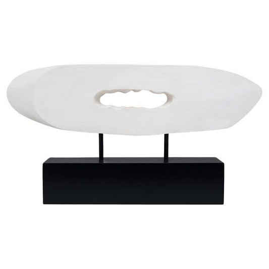 Abstract White Painted Wood Sculpture by Charles Fultz