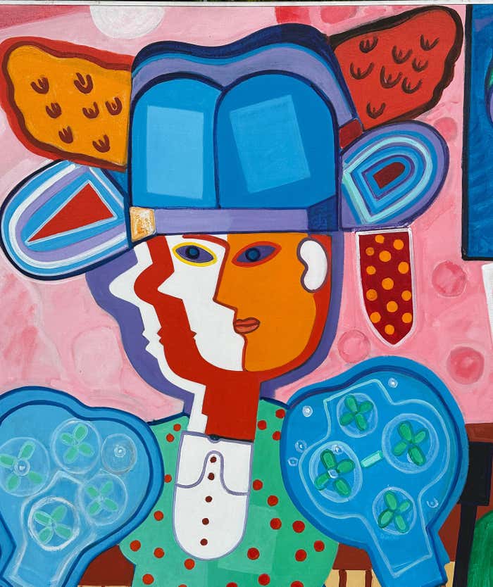"Girl At Her Dressing Table" Modern Acrylic on Canvas by Bob Novak