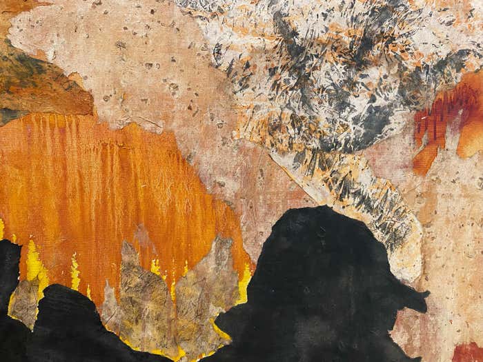 Large Orange And Black Abstract Expressionist Painting by Shirley Bleviss