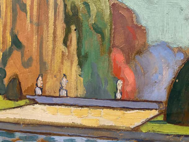 "French Landscape" Impressionist Oil Painting by Jean D'Esparbes