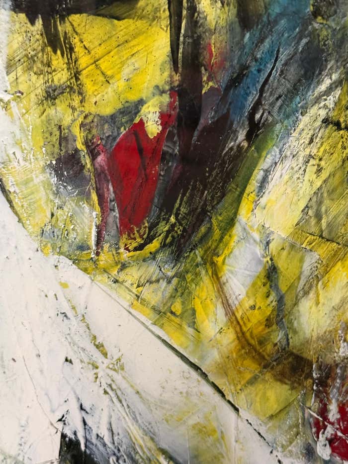 Yellow and Black Abstract Painting by Vahan