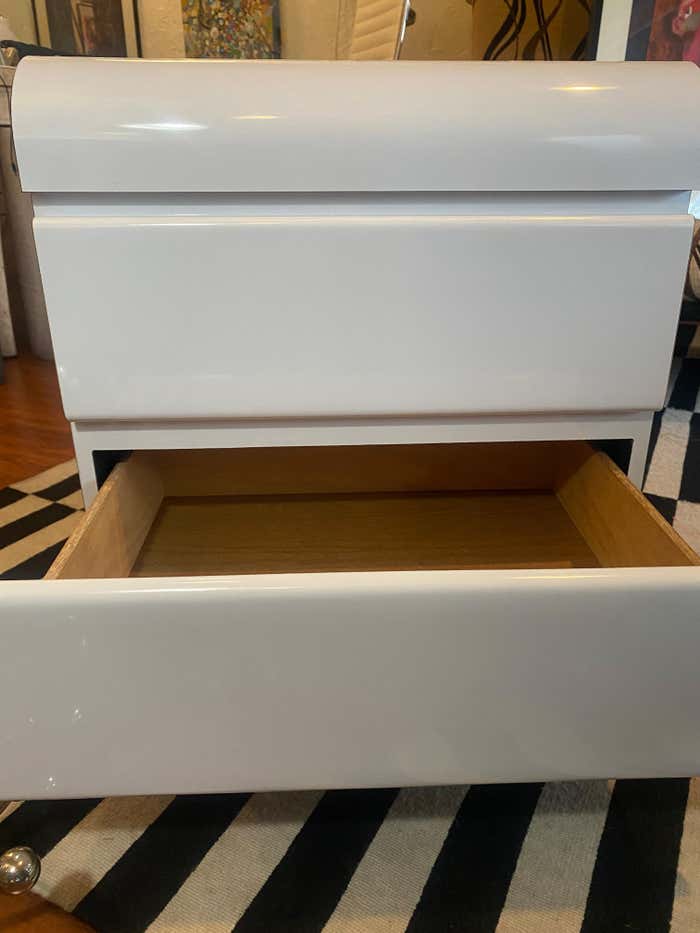 Pair of Modern White Laminate Nightstands
